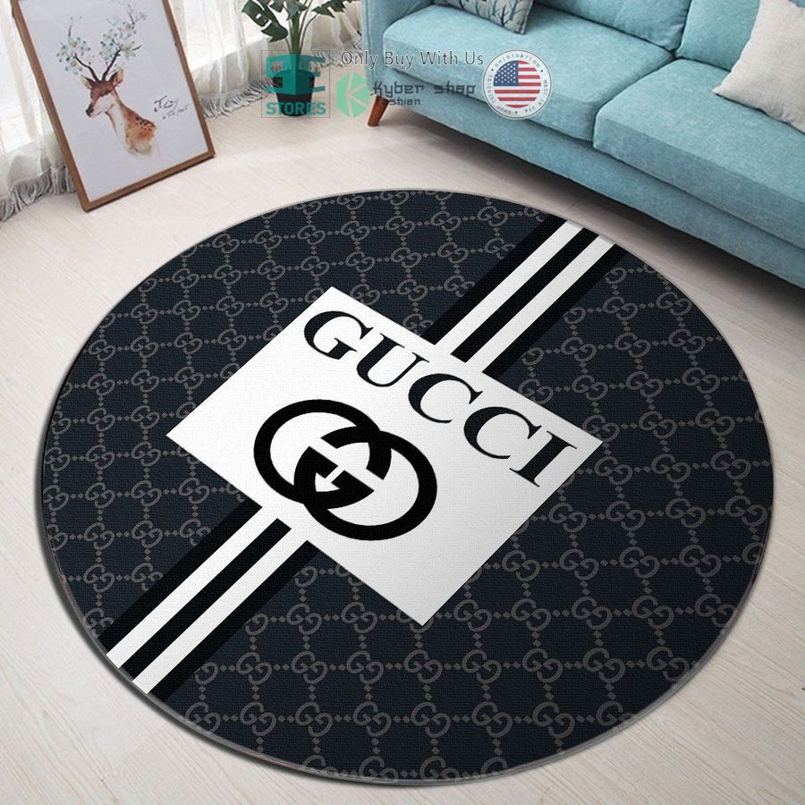 the house of gucci white black pattern round rug 1 23565
