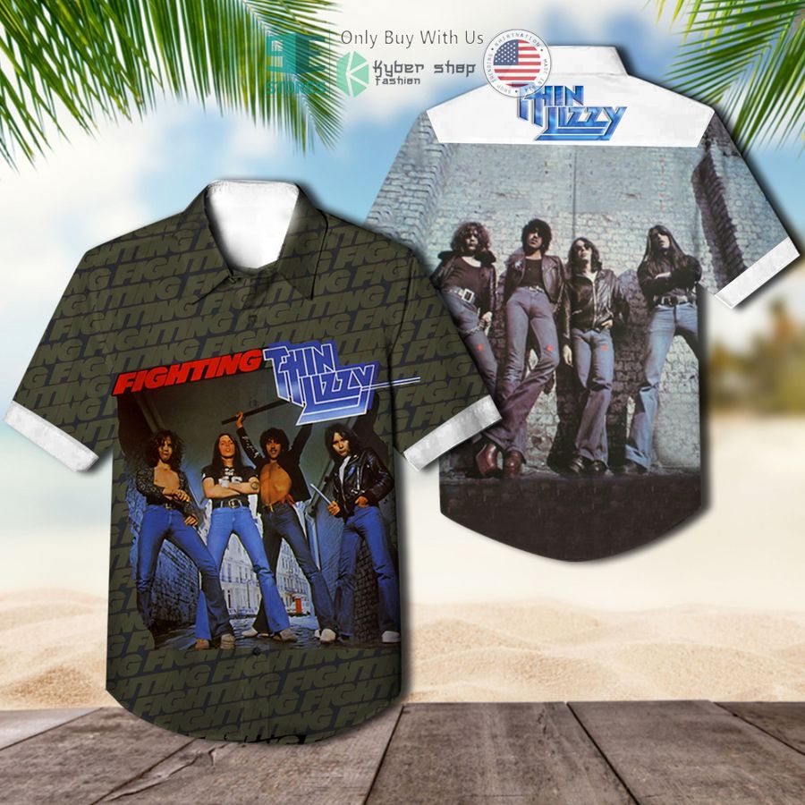 thin lizzy band fighting album cover hawaiian shirt 1 83627
