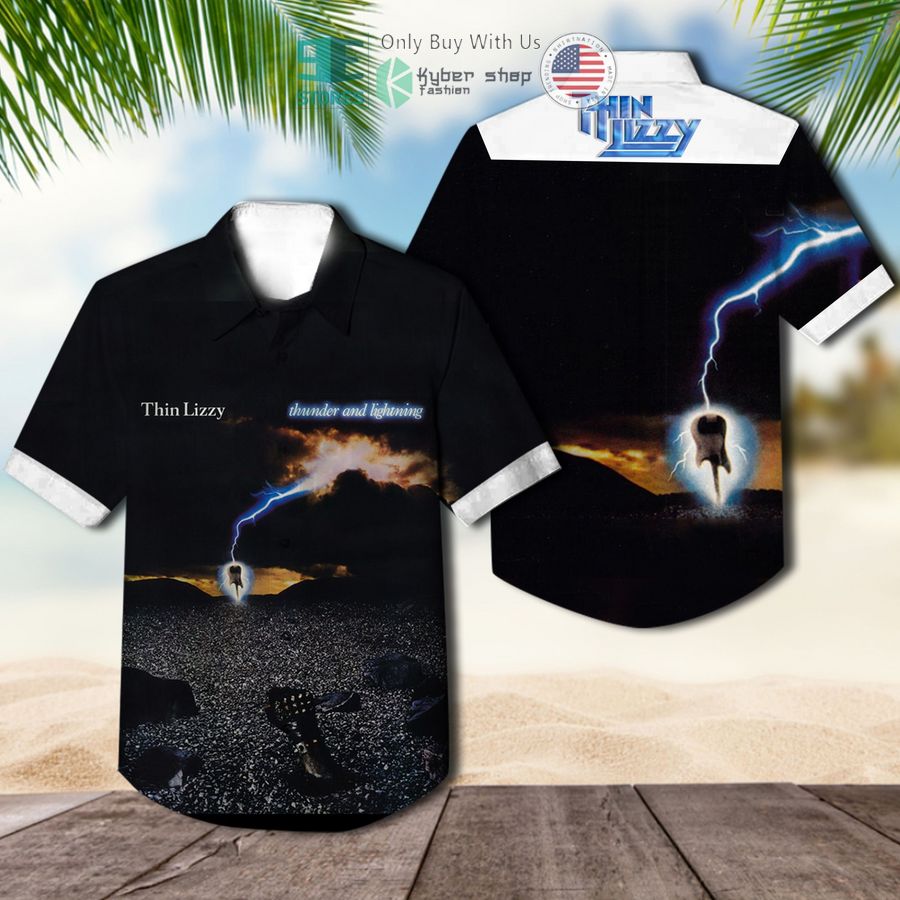 thin lizzy band thunder and lightning album cover hawaiian shirt 1 80595