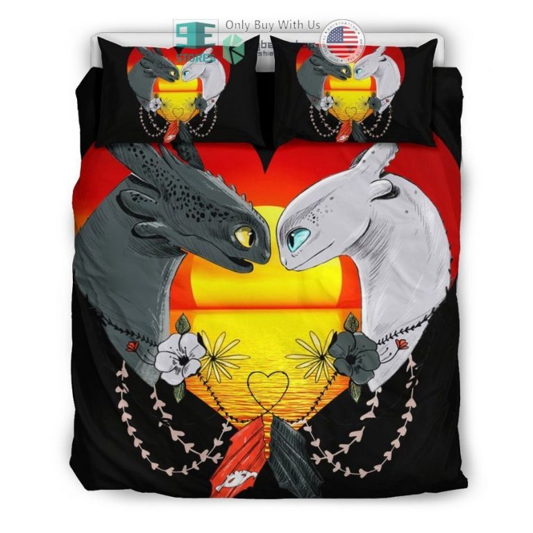 toothless light fury love bedding set 3 18173