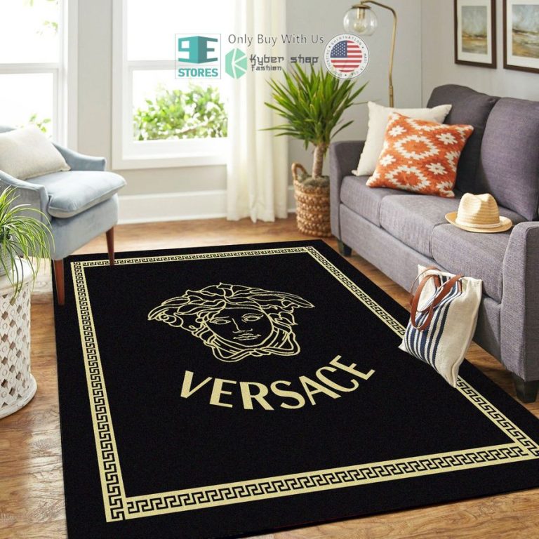 versace black yellow pattern rectangle rug 1 48464