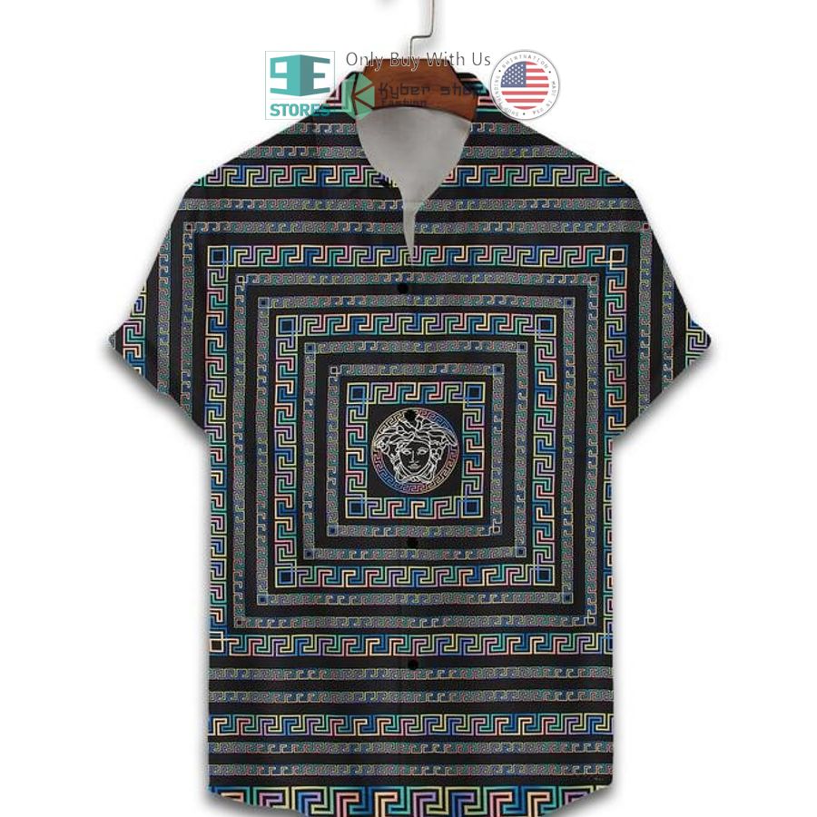 versace blue black hawaii shirt shorts 2 64624