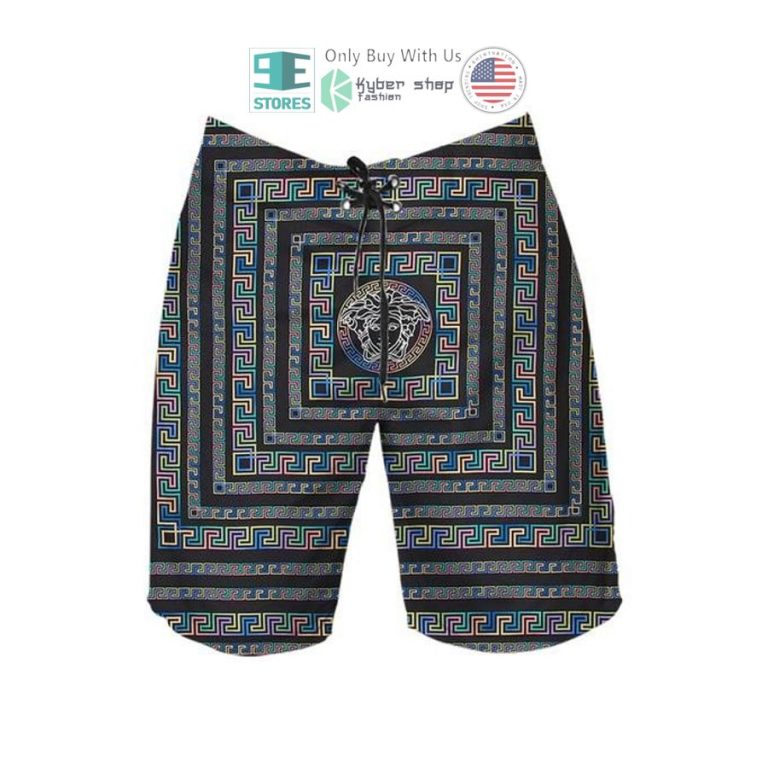 versace blue black hawaii shirt shorts 3 85840