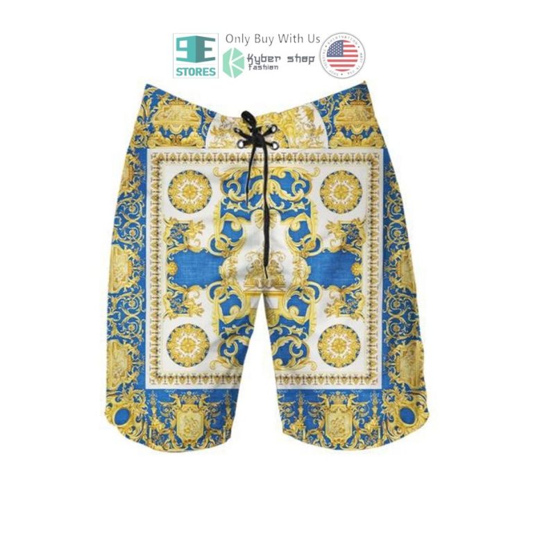 versace blue white hawaii shirt shorts 3 60261