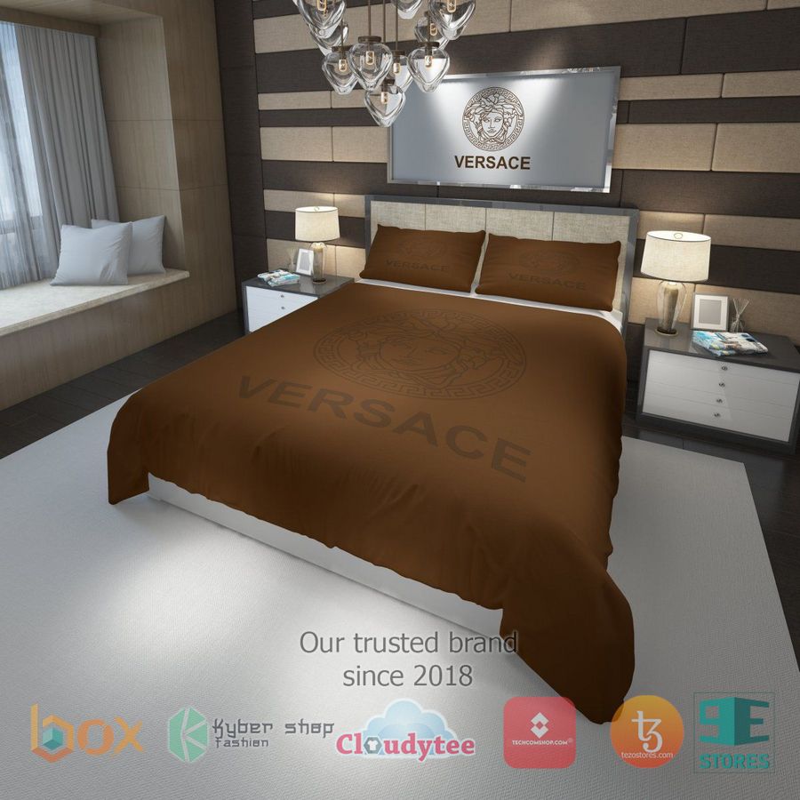 versace england luxury brand brown bedding set 1 80386