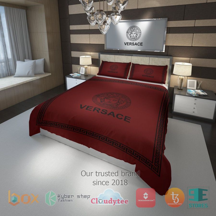 versace england luxury brand dard red bedding set 1 67794