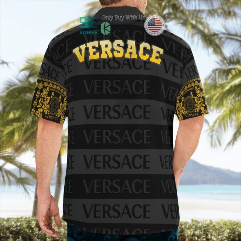 versace gold pattern black hawaii shirt shorts 3 16421