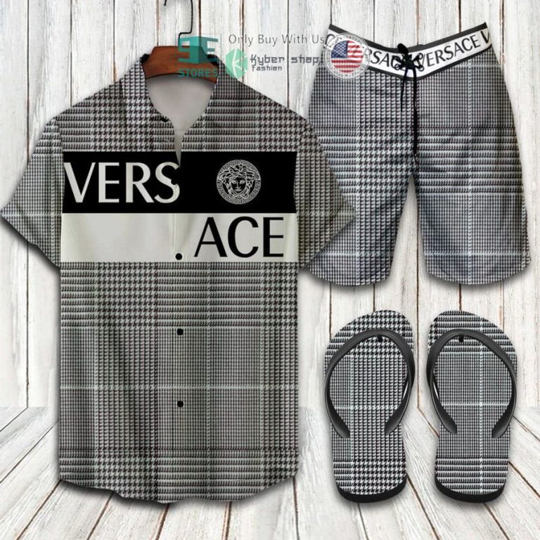 versace grey hawaii shirt shorts 1 8154