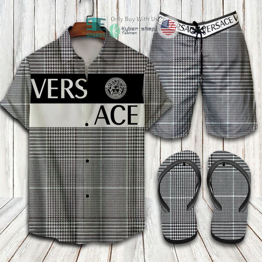versace grey hawaii shirt shorts 1 8154