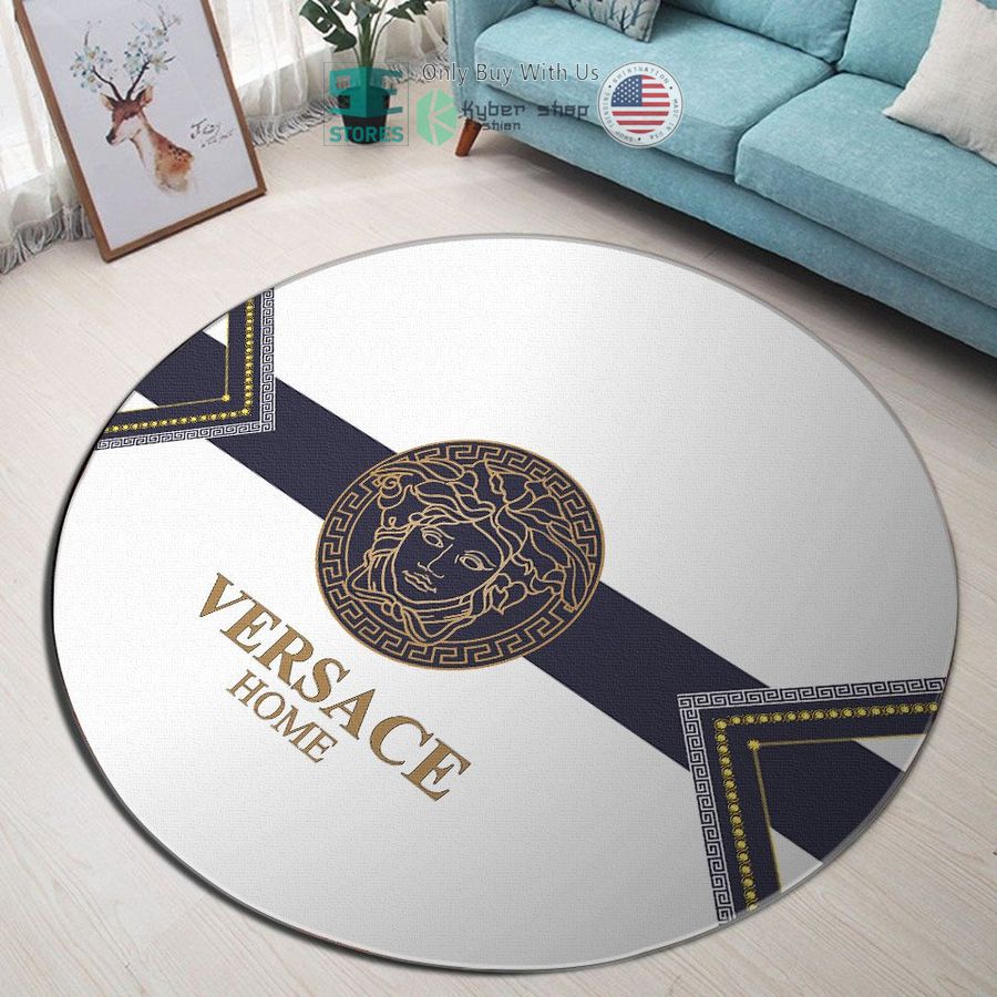 versace home medusa pattern white blue round rug 1 89883
