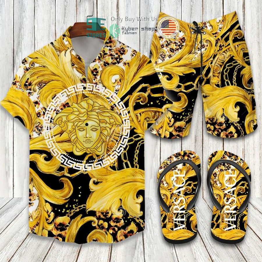 versace medusa pattern hawaii shirt shorts 1 67758