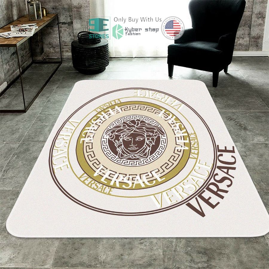 versace paris medusa pattern white yellow rectangle rug 1 53655