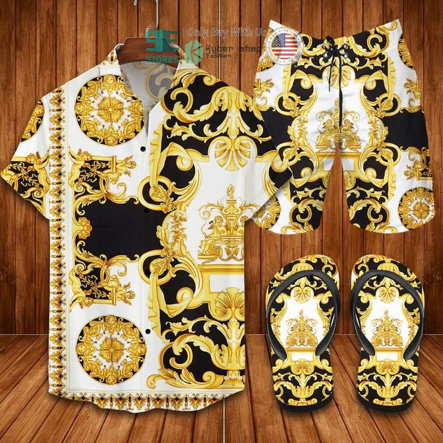 versace white yellow hawaii shirt shorts 1 25339
