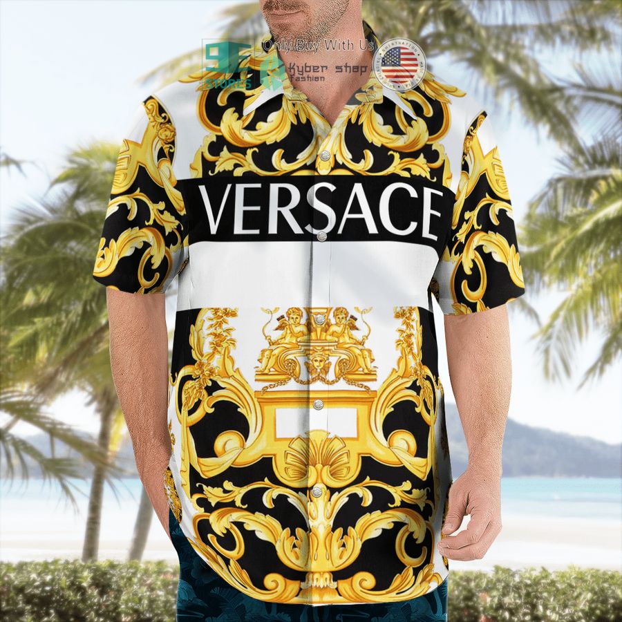 versace yellow black white hawaii shirt shorts 2 81094