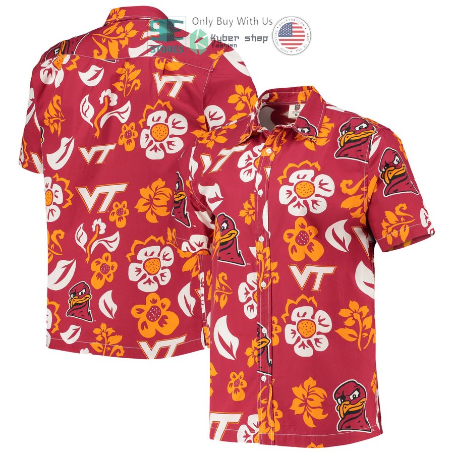 virginia tech hokies wes willy floral maroon hawaiian shirt 1 71293