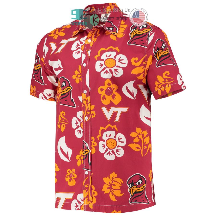 virginia tech hokies wes willy floral maroon hawaiian shirt 2 15265