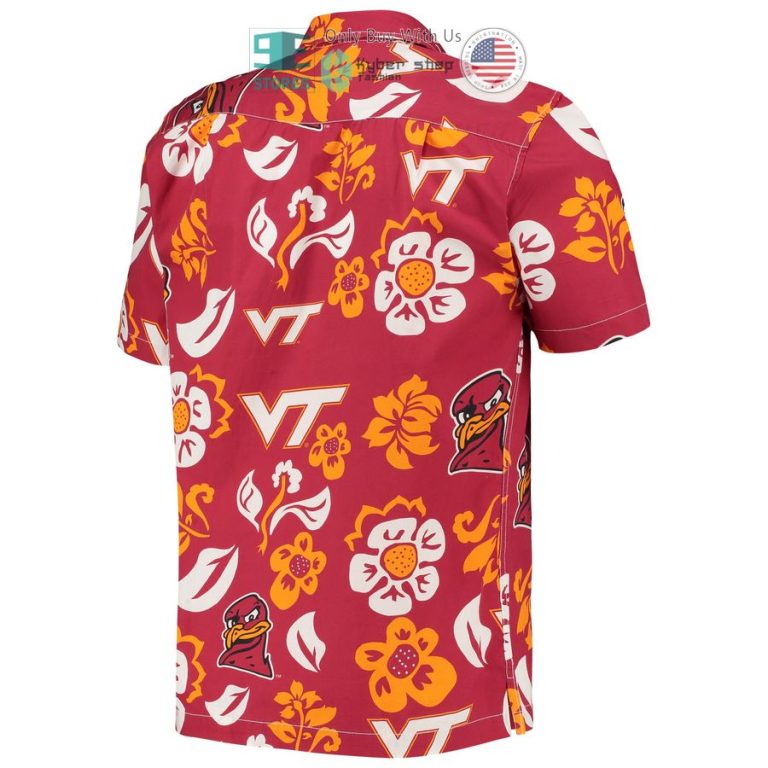 virginia tech hokies wes willy floral maroon hawaiian shirt 3 66835