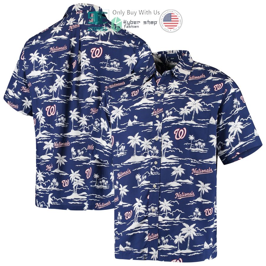 washington nationals reyn spooner vintage short sleeve navy hawaiian shirt 1 72704