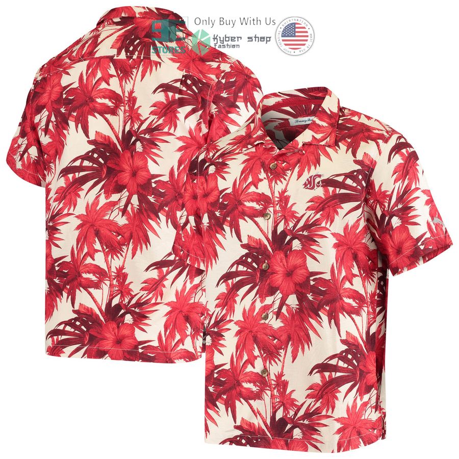 washington state cougars tommy bahama harbor island hibiscus crimson hawaiian shirt 1 78198