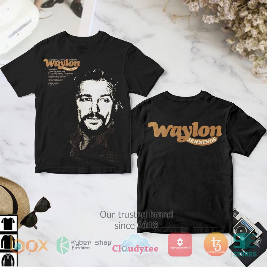 waylon jennings lonesome onry and mean album 3d t shirt 1 35760
