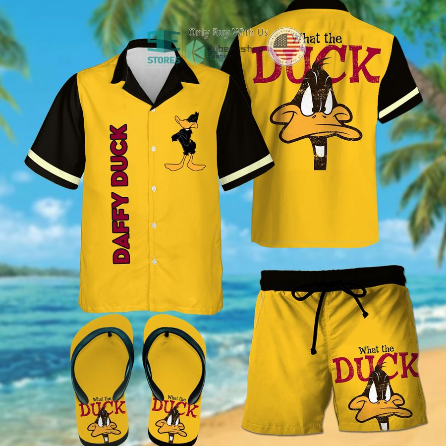 what the duck daffy duck hawaiian shirt shorts 1 4048
