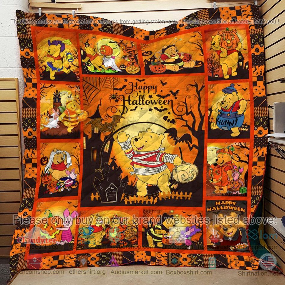 winnie the pooh happy halloween pumpkin quilt 2 10781