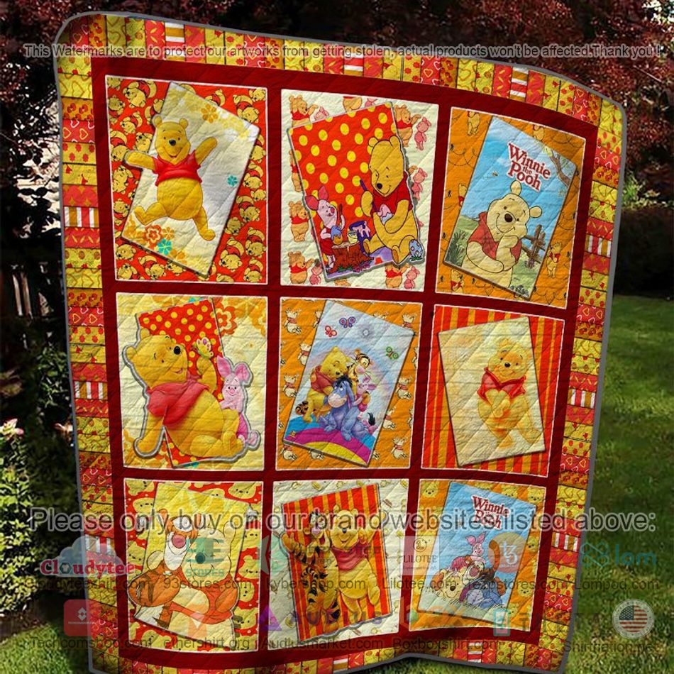 winnie the pooh yellow red quilt 2 22518