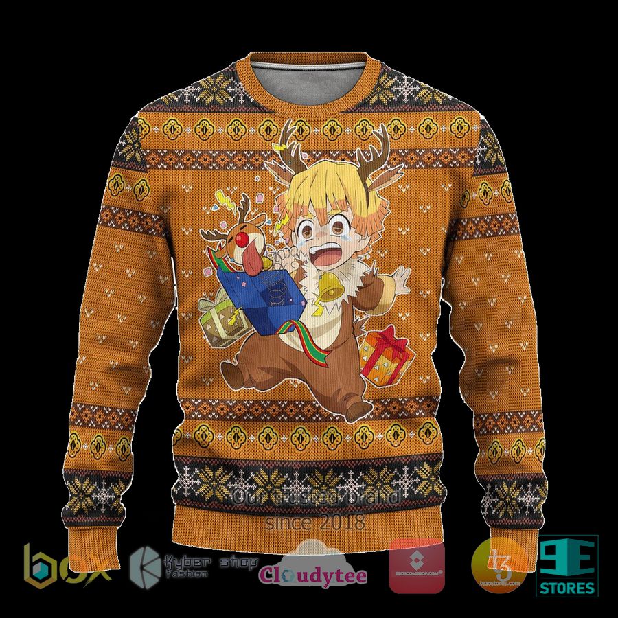 zenitsu demon slayer anime ugly christmas sweater 1 63101