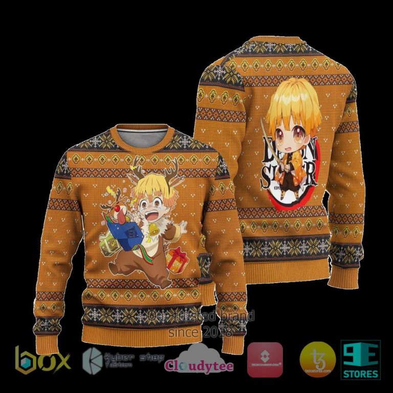 zenitsu demon slayer anime ugly christmas sweater 3 32382