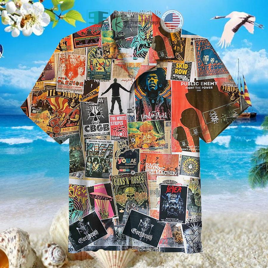 80s rock collage hawaiian shirt 1 77682