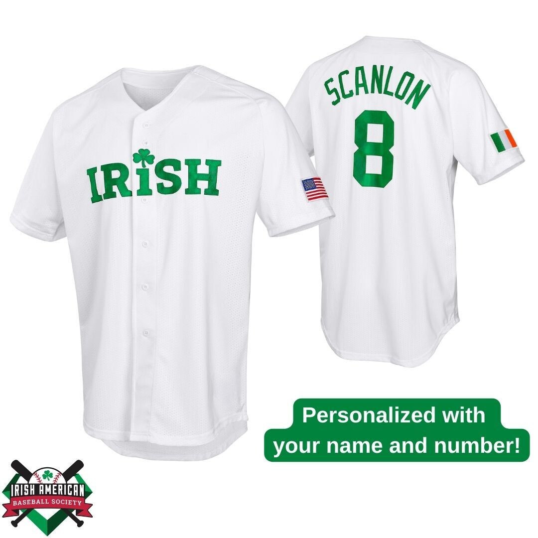 Personalized Irish Clover White Baseball Jersey
