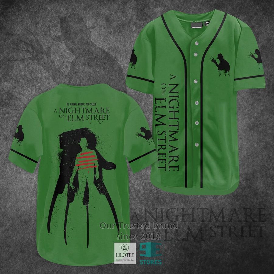 a nightmare on elm street horror movie green baseball jersey 1 17502