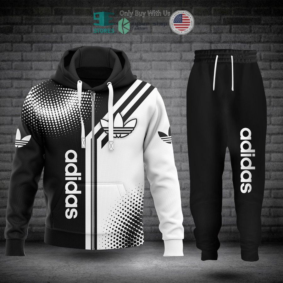 adidas black white zip hoodie long pants 1 93063