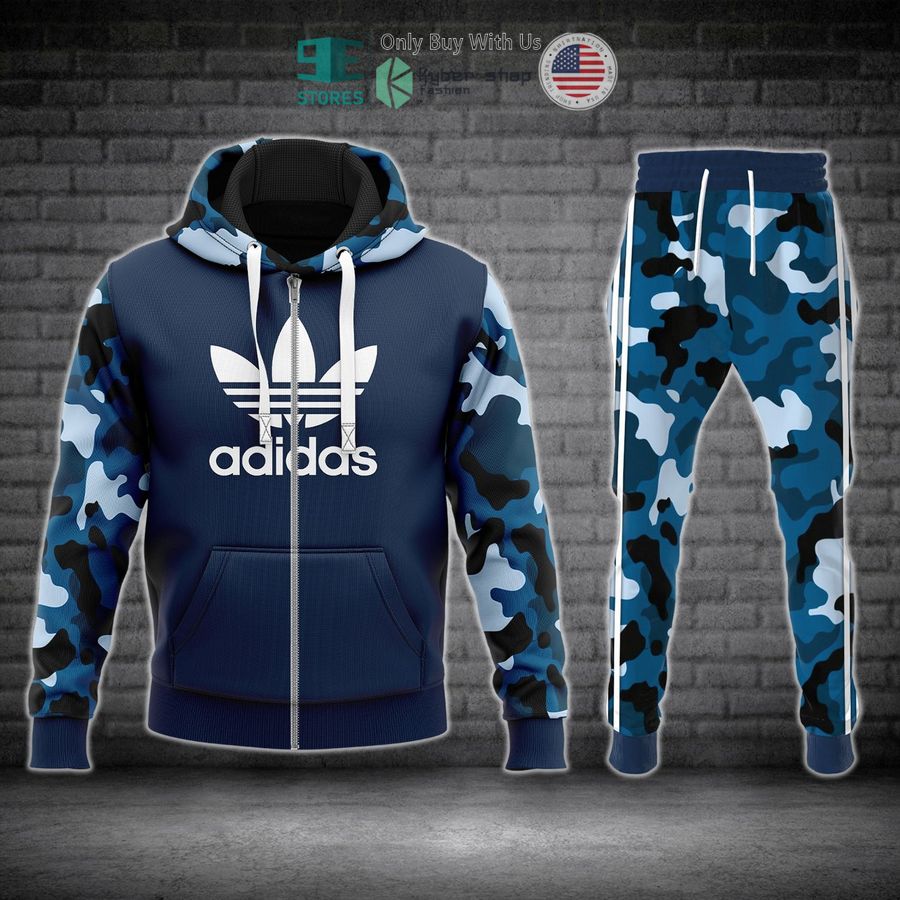 adidas logo blue camo zip hoodie long pants 1 30175