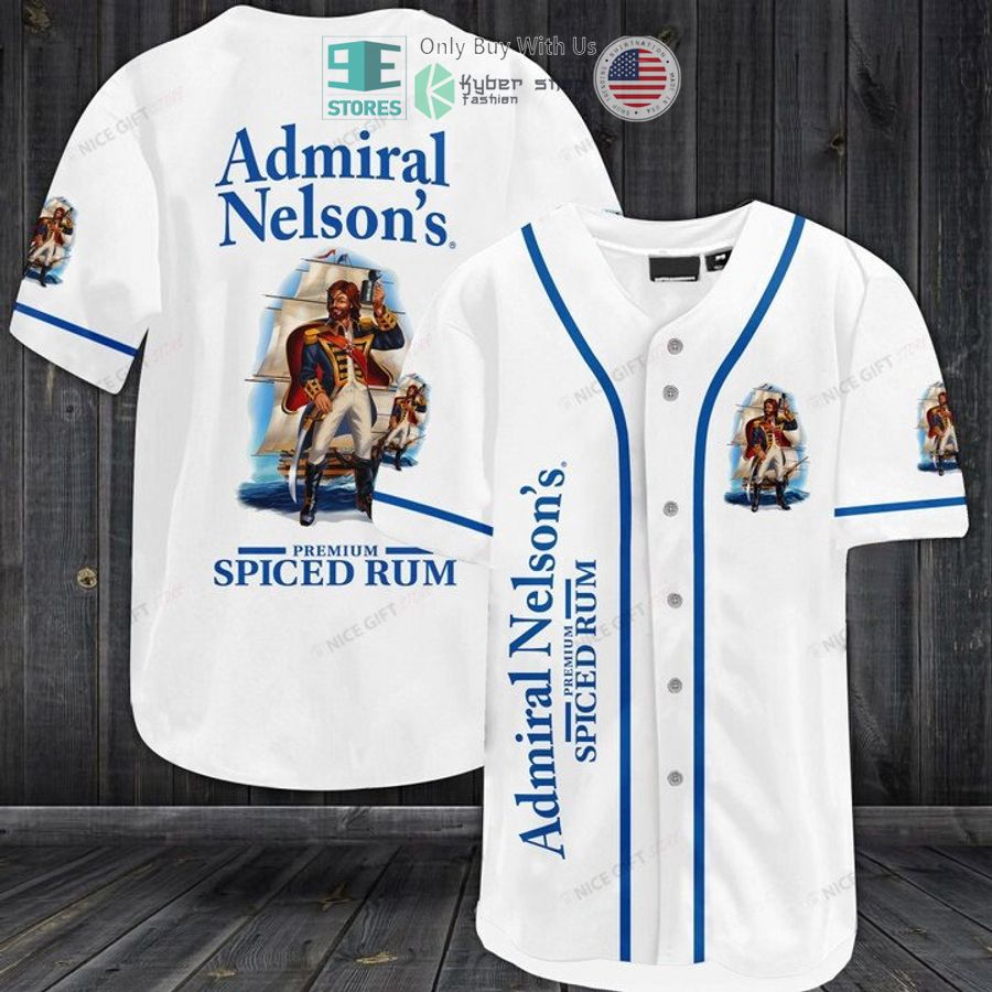admiral nelsons spiced rum white baseball jersey 1 52291