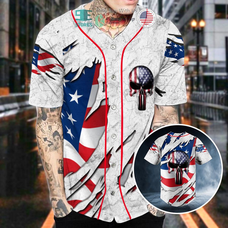 american flag punisher skull baseball jersey 2 84579