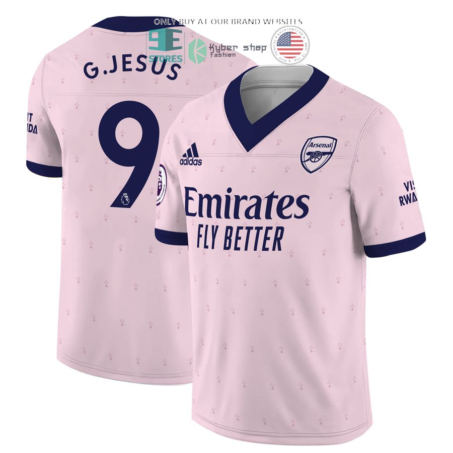 arsenal emirates fly better adidas g jesus 9 pink football jersey 1 94032