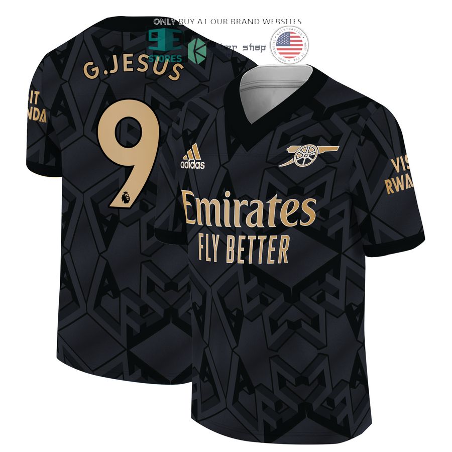 arsenal emirates fly better g jesus 9 black football jersey 1 96091