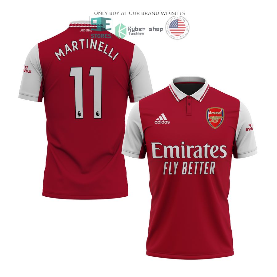 arsenal emirates fly better martinelli 11 red white polo shirt 1 50771