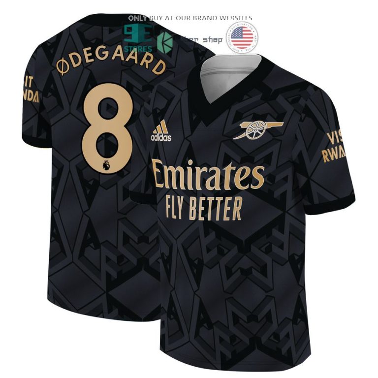 arsenal emirates fly better odegaard 8 black football jersey 1 43239