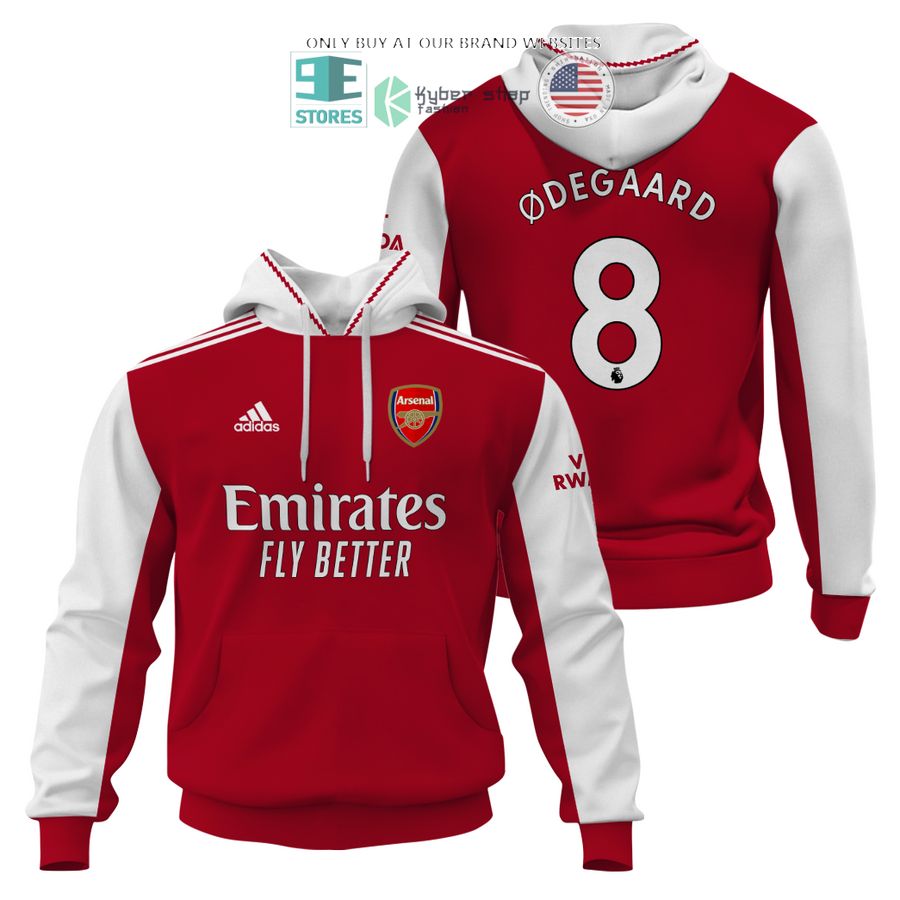 arsenal emirates fly better odegaard 8 red white 3d shirt hoodie 1 14074