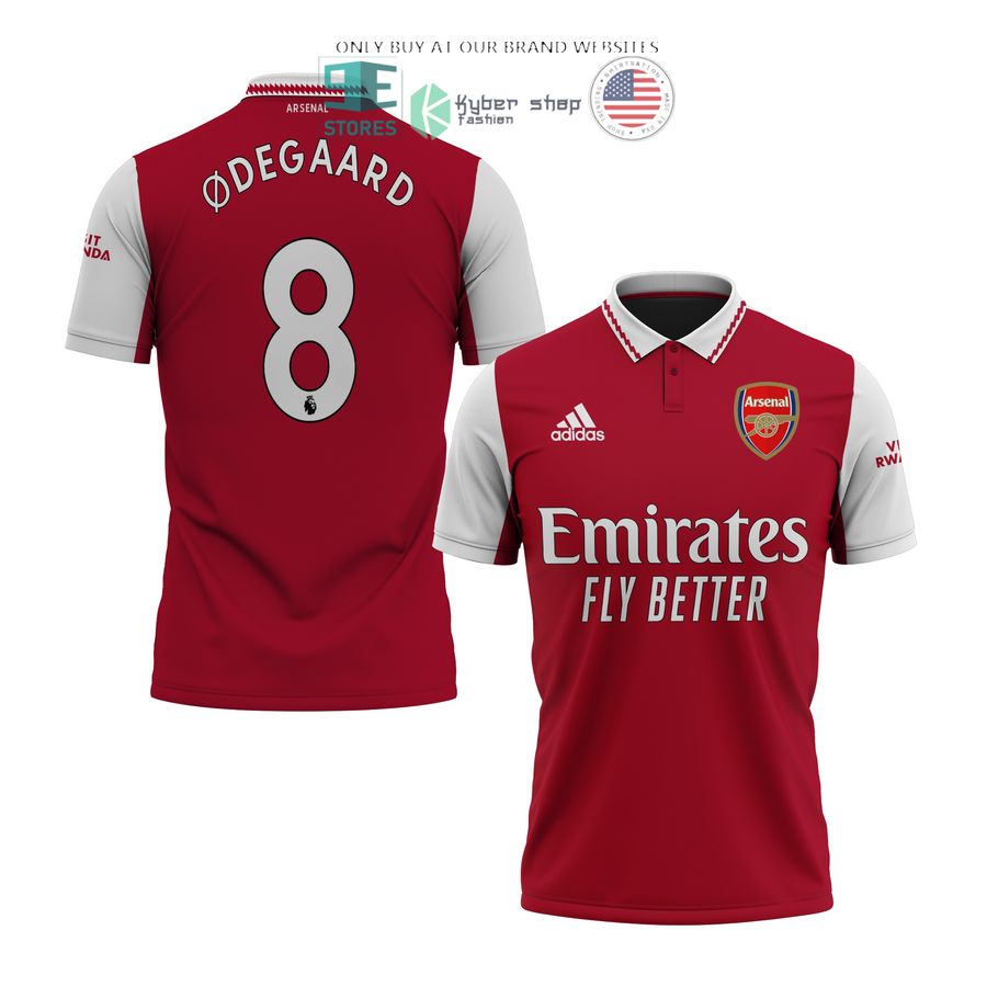 arsenal emirates fly better odegaard 8 red white polo shirt 1 25433