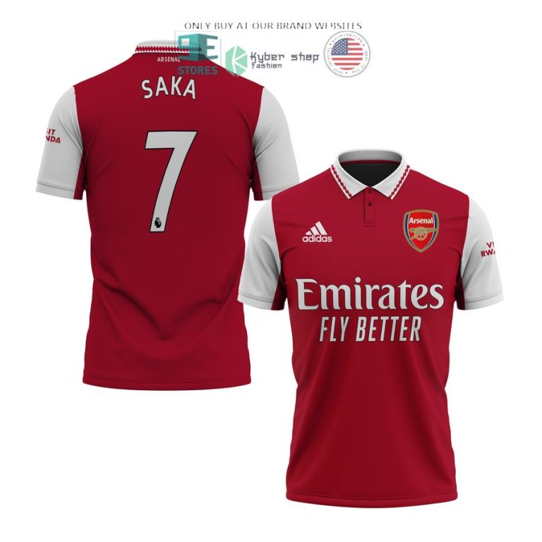 arsenal emirates fly better saka 7 red white polo shirt 1 95637