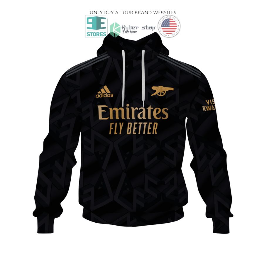 arsenal emirates fly better visit rwanda adidas black 3d shirt hoodie 2 68026