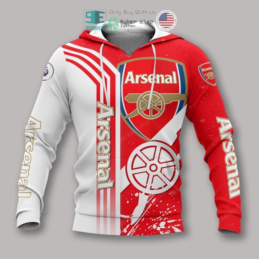 arsenal f c white red 3d polo shirt hoodie 2 24209