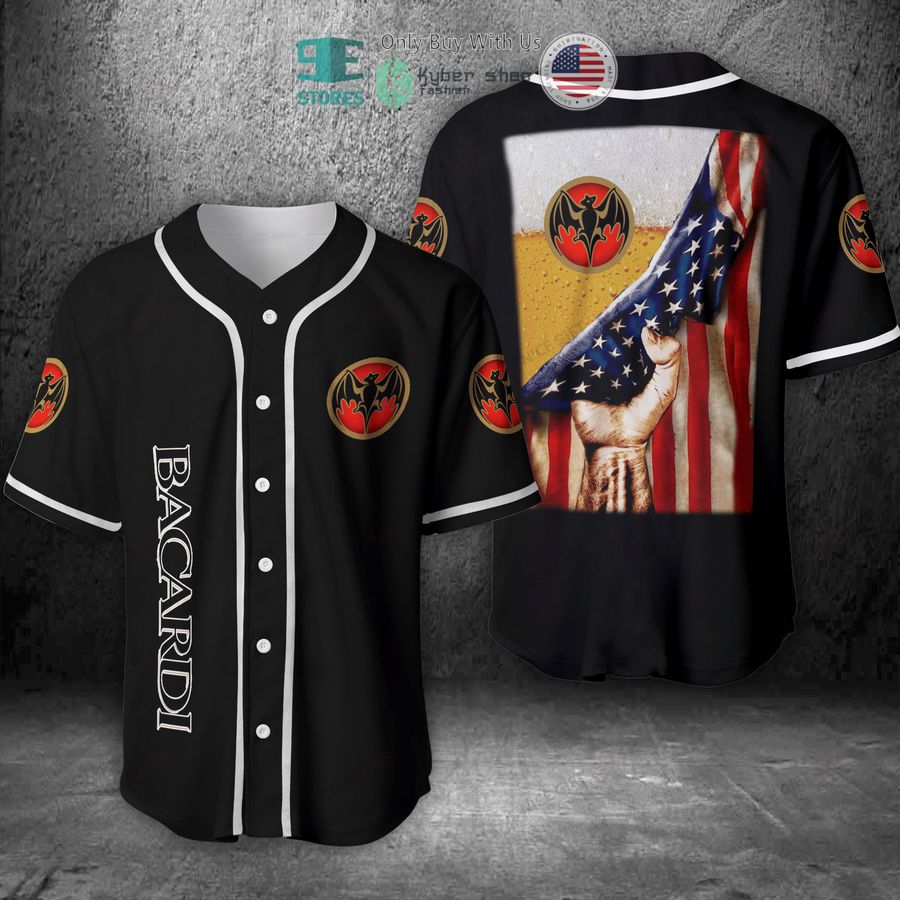 bacardi beer united states flag black baseball jersey 1 18606