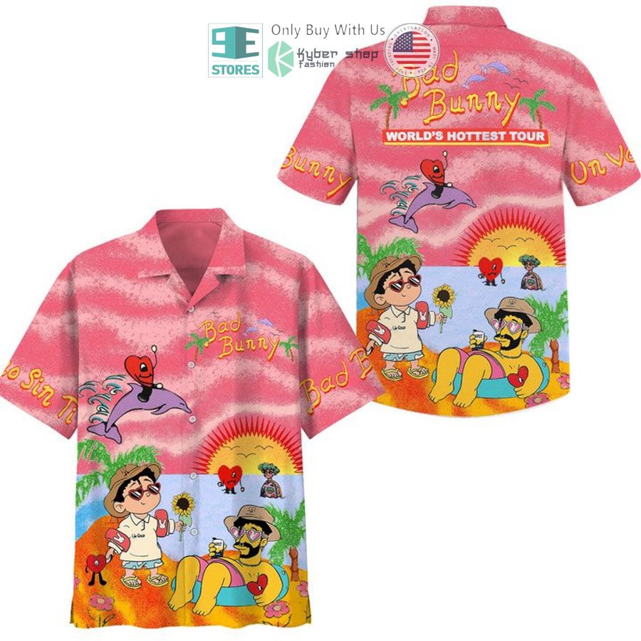 bad bunny un verano sin ti album pink hawaiian shirt 1 28529