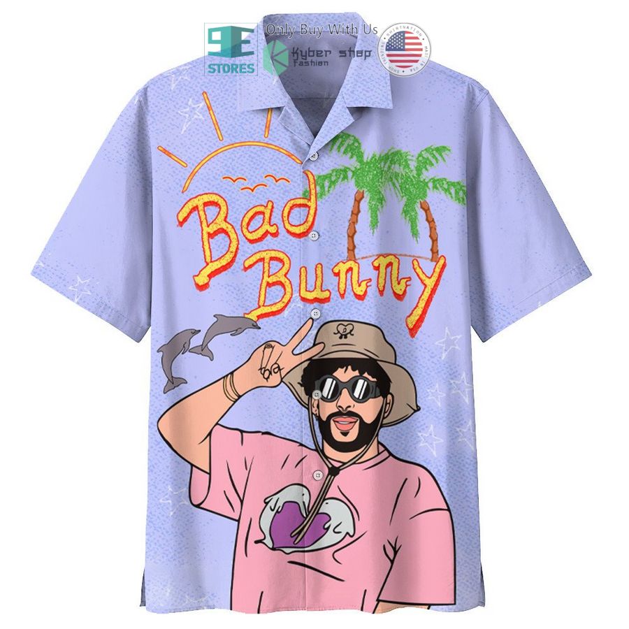 bad bunny worlds hottest tour blue hawaiian shirt 2 48952