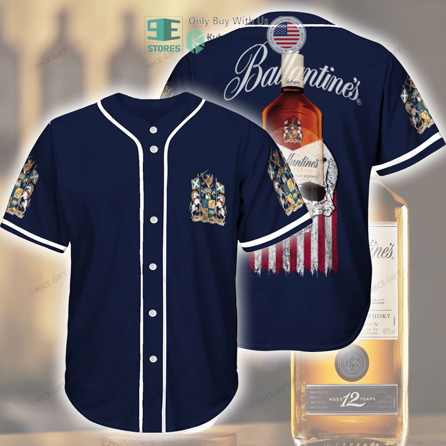 ballantines skull united states flag blue baseball jersey 1 48633