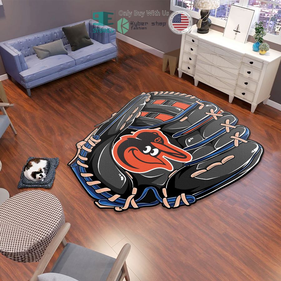 baltimore orioles baseball glove black shaped rug 1 23484
